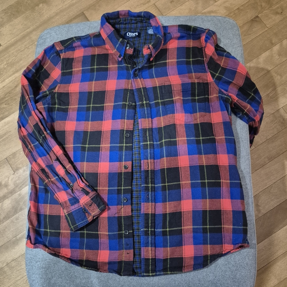 Chaps Red and Blue Checkered Casual Shirt